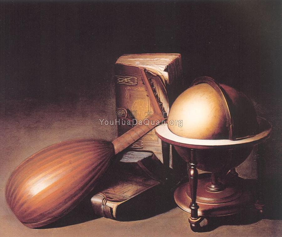 Still Life with Globe, Lute, and Books - 格里特·道